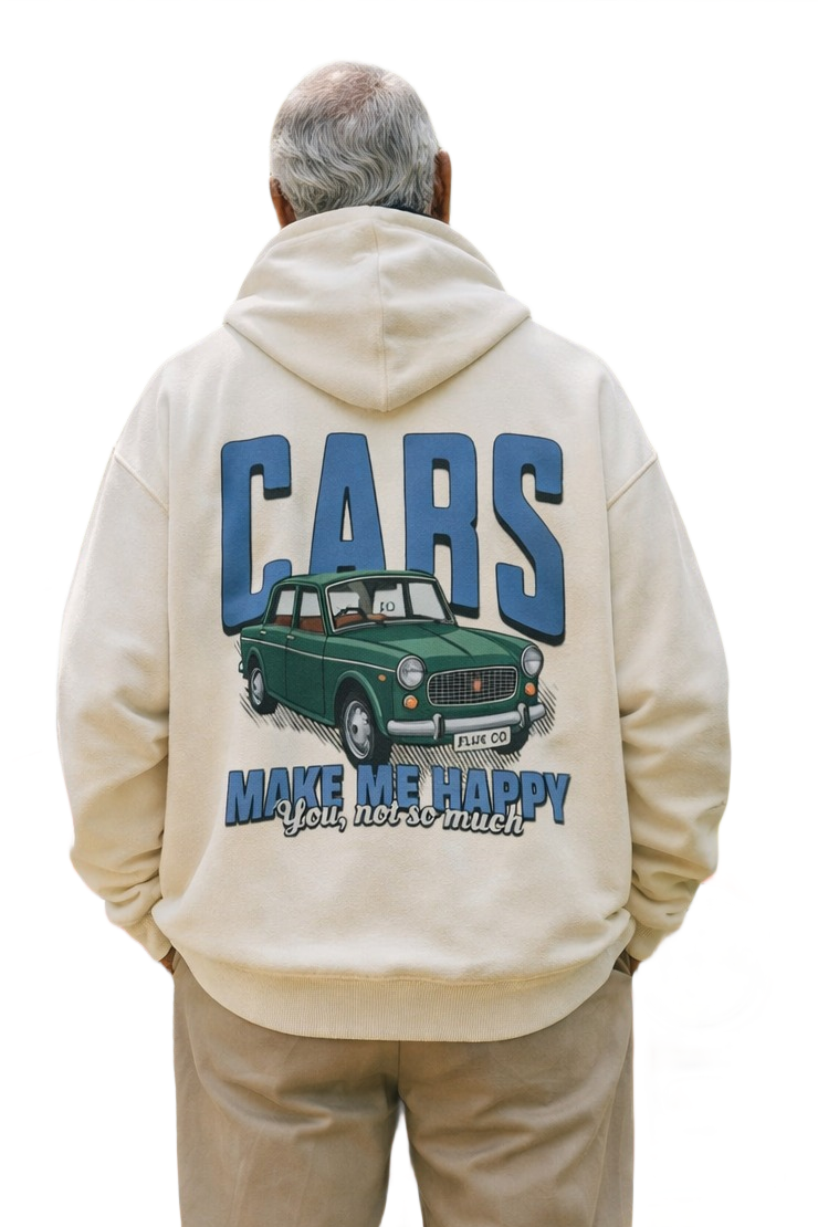 Cars Make Me Happy - Premiere Padmini Hoodie Edition.