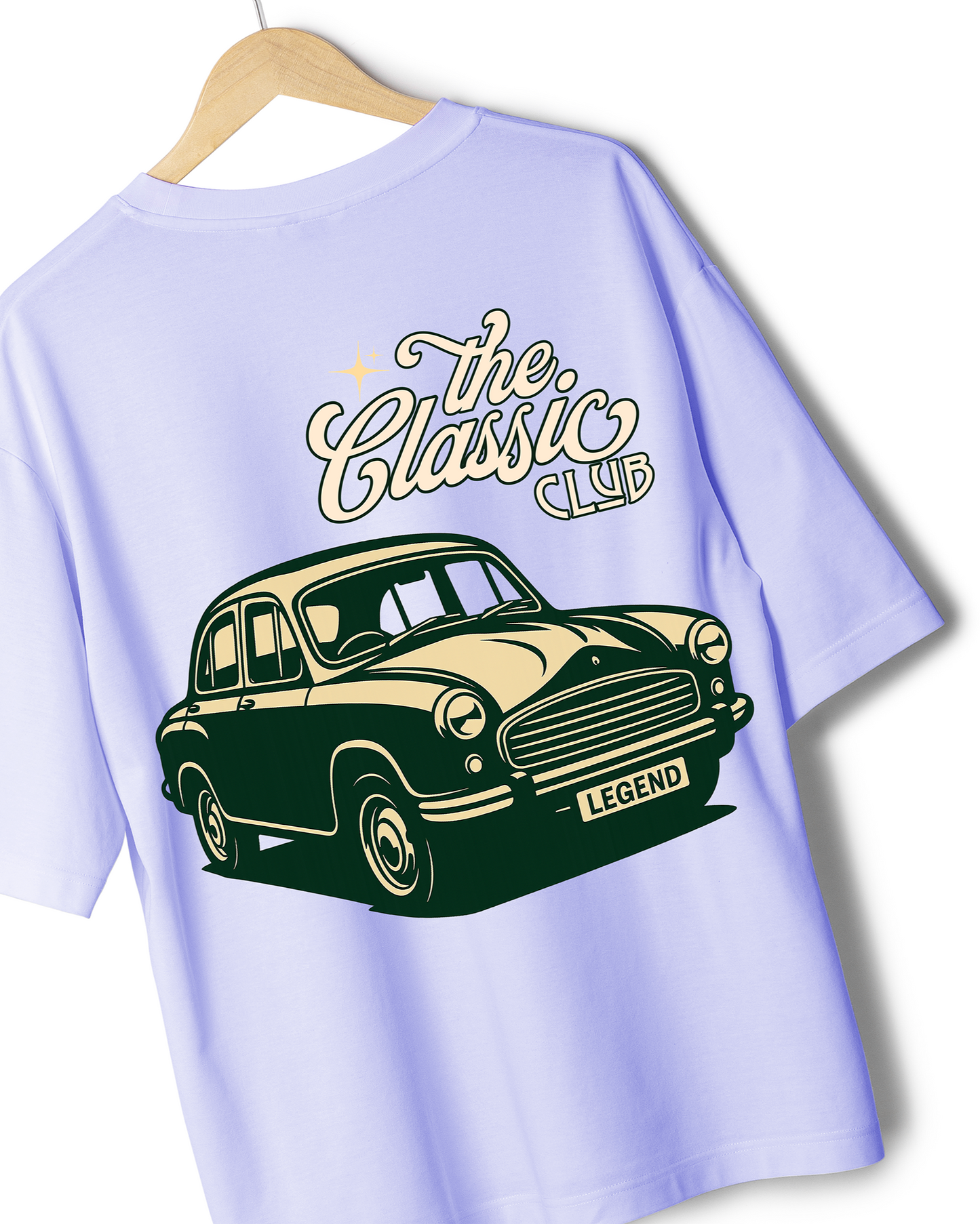 Light purple t-shirt with a green ambassador graphic and 'The Classic Club' text on a white background